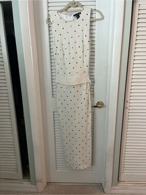 Willi Smith Cream Maxi Dress with Black Polka Dot Print